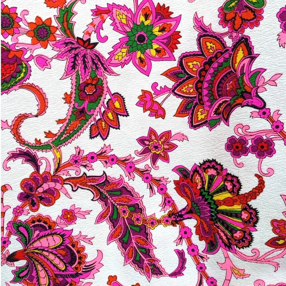 SALE! Vintage 1970s Bright Pink Cotton Crepe Hawaiian Fabric Handmade MAXI SKIRT